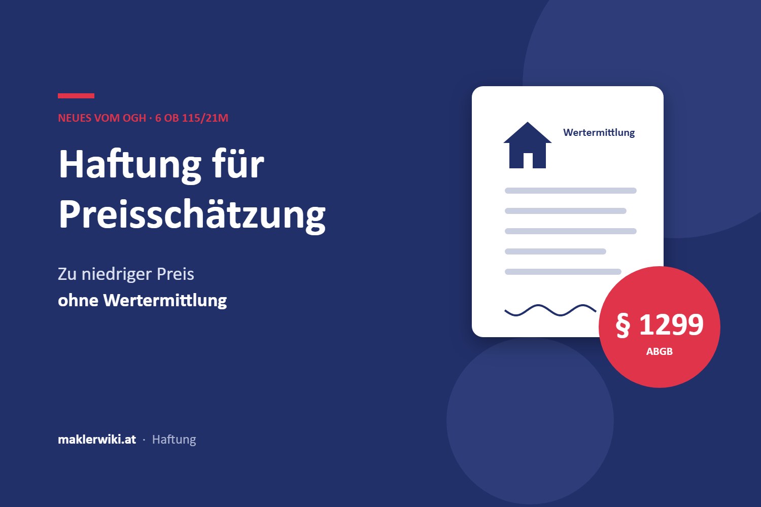 Grafik zur Haftung für Preisschätzung – OGH 6 Ob 115/21m