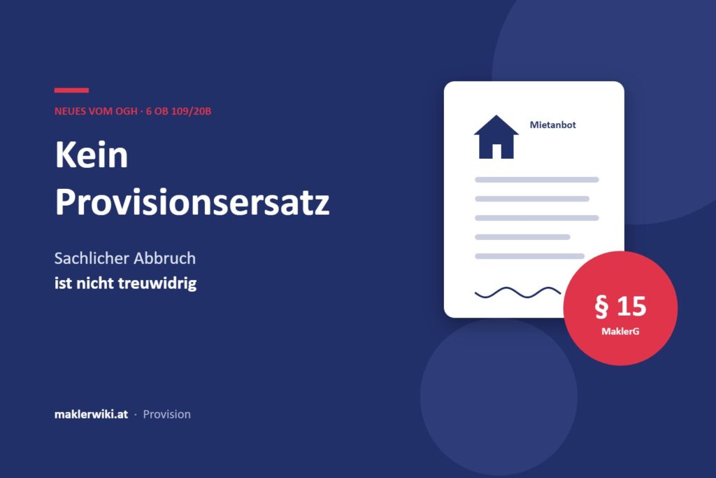 Grafik zum Provisionsersatz nach § 15 MaklerG – OGH 6 Ob 109/20b